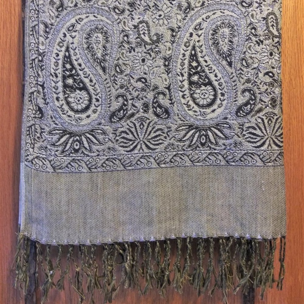 Pashmina Wool Fringed Shawl - Taupe